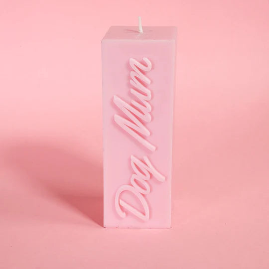 Dog Mum Pastel Pink 3D Slogan Pillar Candle