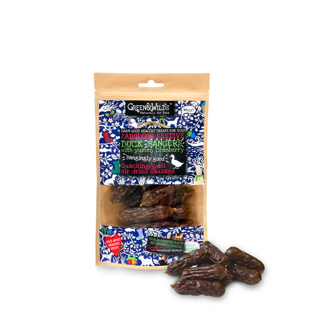Green & Wilds Duck & Cranberry Christmas Bangers 75g