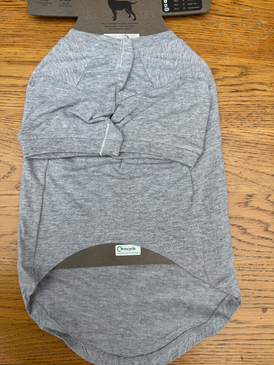 House of Paws 'Santa I've been GOOD/BAD' Reversible Sequin DOG Top Heather Grey