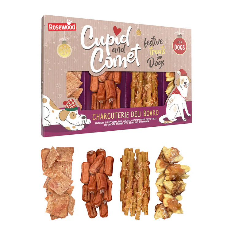 Cupid and Comet Charcuterie Deli Board, Dog Treat Gift