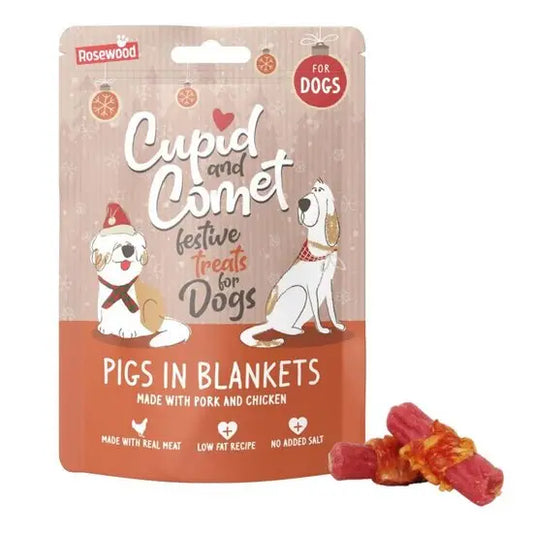 Rosewood Cupid and Comet Finest Pigs in Blanket Dog Treats - 100g