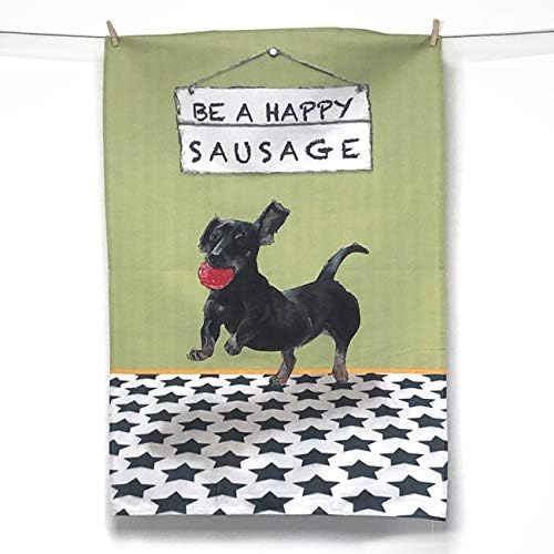 Be a Happy Sausage Dachshund Tea Towel
