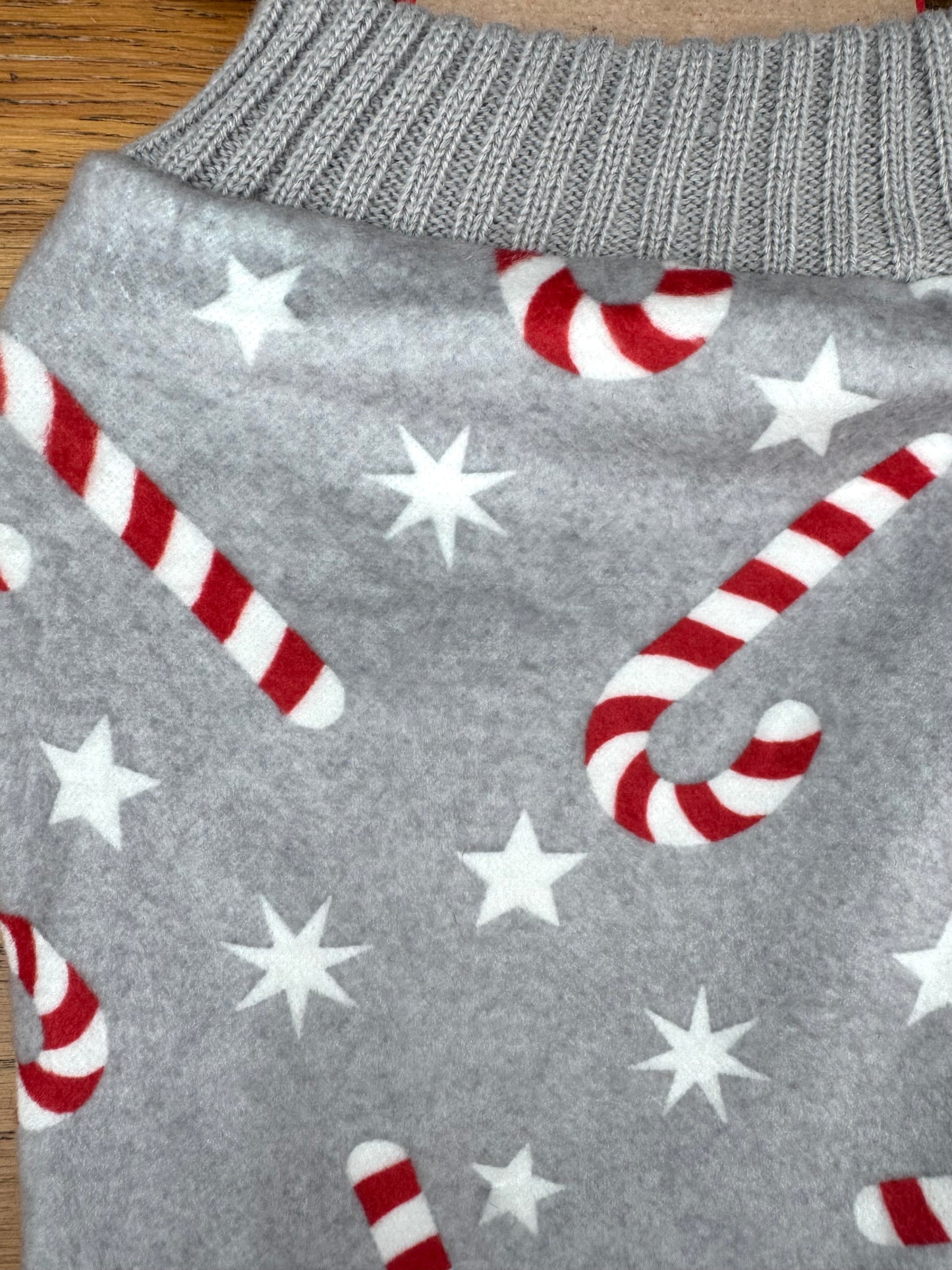 House of Paws Grey Candy Cane Fleece Jumper