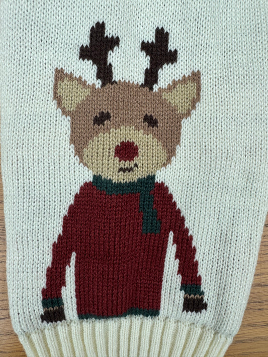 Christmas Knitted Reindeer Jumper Cream XS/S