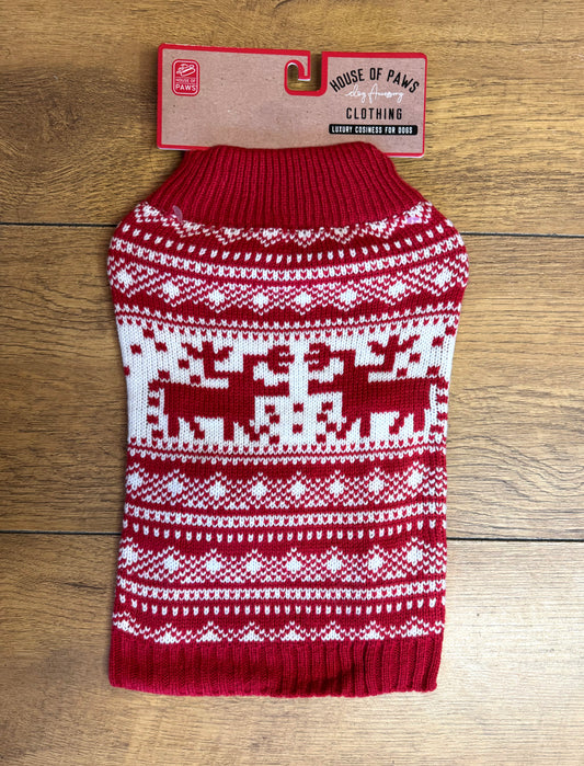 House of Paws Reindeer Fairisle Polo Jumper