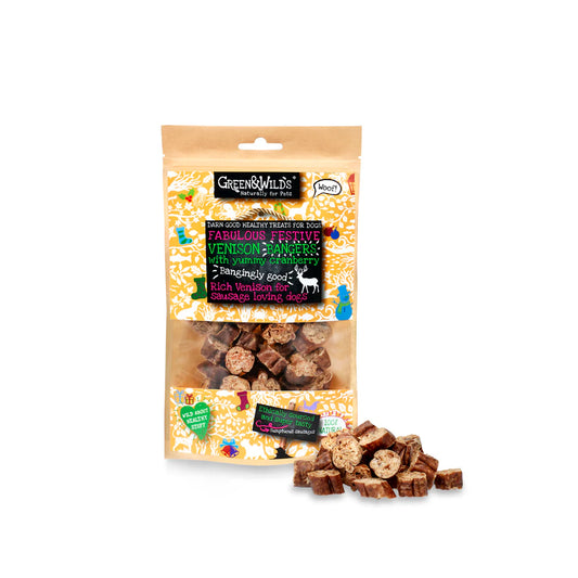 Green & Wilds Venison & Cranberry Christmas Bangers 75g