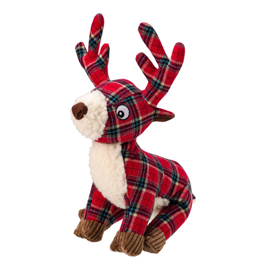Red tweed Reindeer Dog Toy
