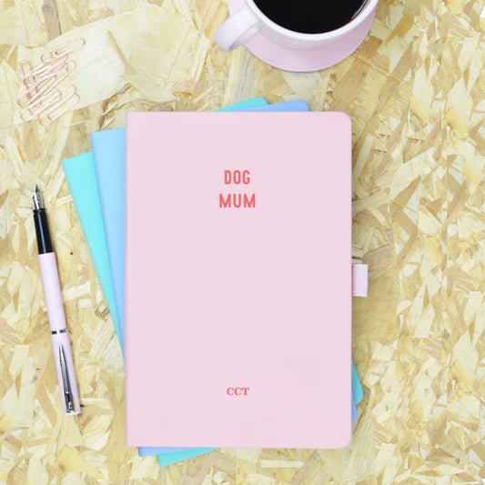Dog Mum Pink & Red Personalised Notebook