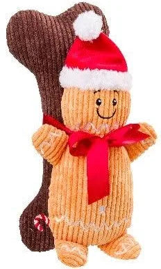 Gingerbread & Dog Bone Christmas Dog Toy - 2 Pack
